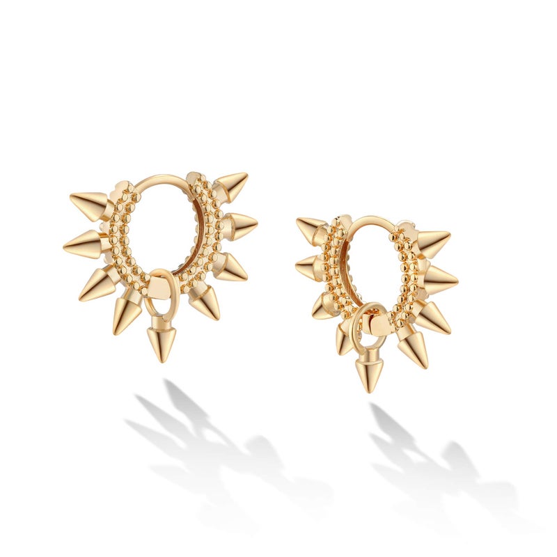 VACRONA Gold Hoop Earrings Huggie Earrings for Women 14k Gold Plated Small Spike Huggie Hoop Earrings - Image 1